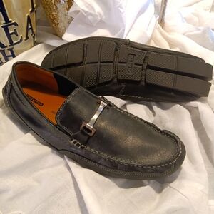 CLARKS ASHMONT Brace Mens 12M BLACK DRIVING LOAFERS moccasin SLIP ON SHOES